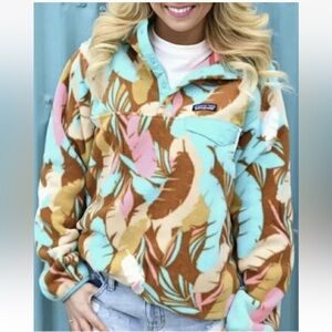 Patagonia Synchilla Snap T Fleece Pullover Feather Dance Bear Brown Sz XXS